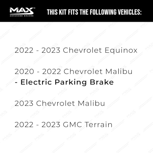 Image of Max Advanced Brakes Rear Brake Kit Compatible With 2020 2021-2023 Chevy Equinox Malibu Compatible With GMC Terrain Replacement Geomet Coated OE Disc Brake Rotors and Ceramic Brake Pads