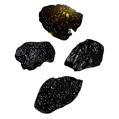 CORHAD Meteorite Collection Kit 4pcs Unique Black and Glass Meteorite Pendants for Teaching and Display