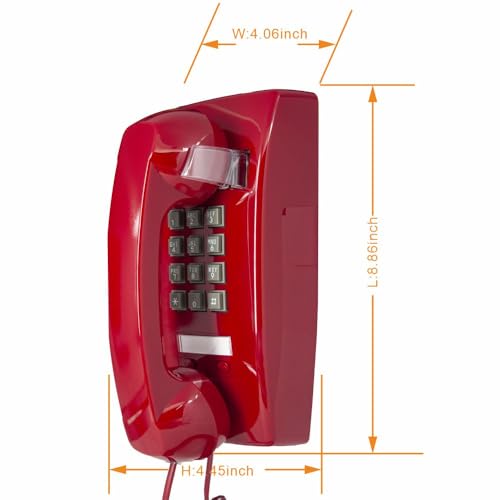 Téléphone mural fixe avec boutons de numérotation intégrés coloris rouge - 4