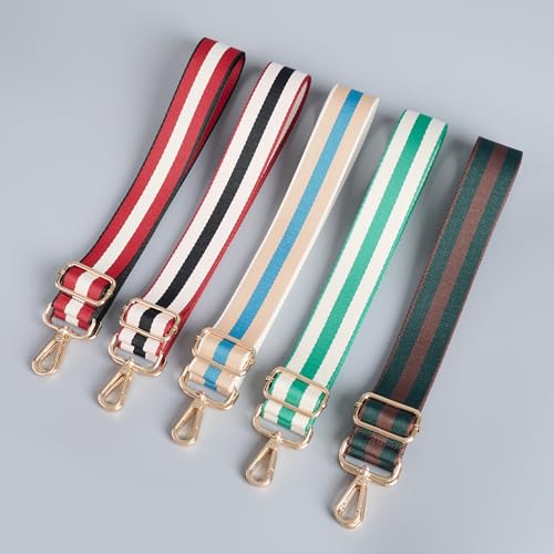 Image of chushui Wide Bag Strap Replacement Crossbody Shoulder Strap Adjustable, Classic Striped Preppy Vertical Stripe Woven with Gold Hardware 29-51 Inches for Purses Handbags Totes
