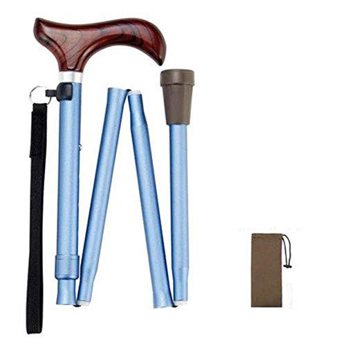 Canne De Marche Pliante En Alliage, Bâton De Marche À Poignée En Bois Réglable En Hauteur, Base Antidérapante, Canne Portable Avec Ergonomie, Convient Aux...