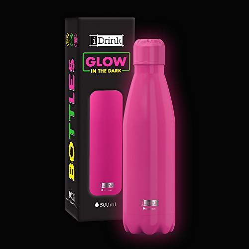 I-Drink Botella térmica de doble pared de acero 500 ml Total Juggling Color Glow in The Dark Rosa