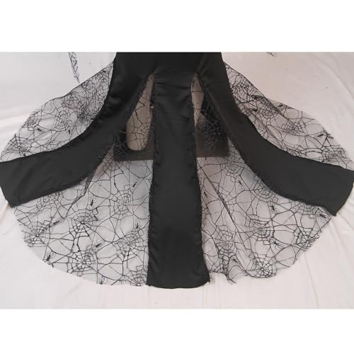 Vintage Gothic Mermaid Dress for Girls Witch Style Long Bell Sleeves with Lace Trim Floor Length Gowns3