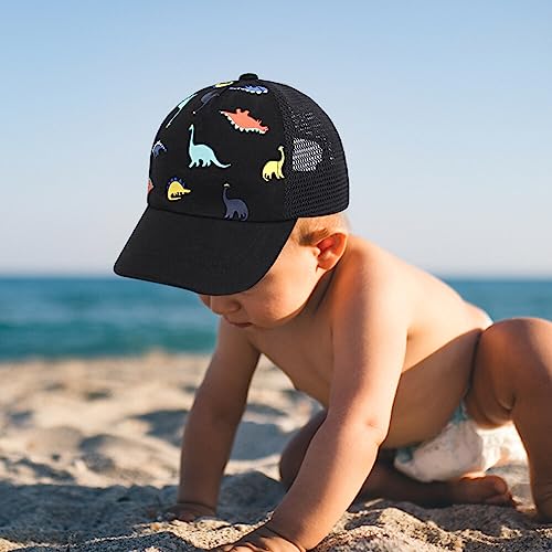 Kids Baseball Cap, Cute Cartoon Dinosaur Soft Cotton Breathable Mesh Adjustable Summer Sun Hat for Boys Girls, 0-1, 1-3, 2-5 Years Old3