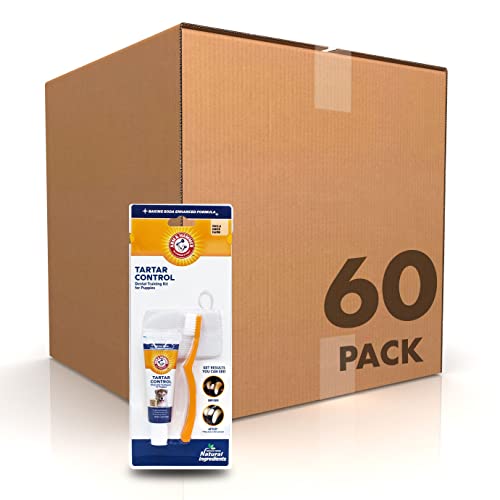 Image of Arm & Hammer for Pets Tartar Control Dental Training Kit for Puppies, Includes Dog Toothbrush, Toothpaste & Fingerbrush for Puppy Dental Health, Vanilla Ginger Flavor, 0.84 Oz - 60 Pack