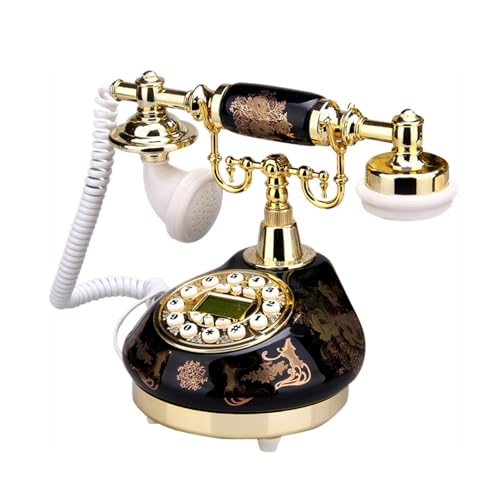 Téléphone filaire céramique rétro de collection noire 1960, finition luxe