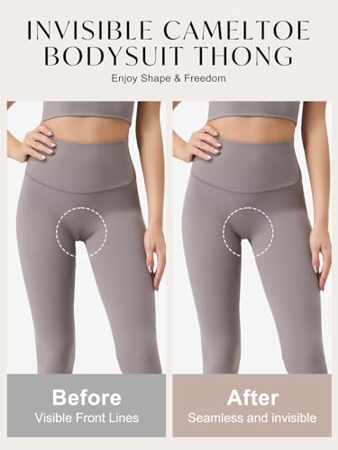 Women's Seamless Thong Bodysuits Tummy Control Shapewear Bodysuits Square Neck Sleeveless Invisible Underwear3