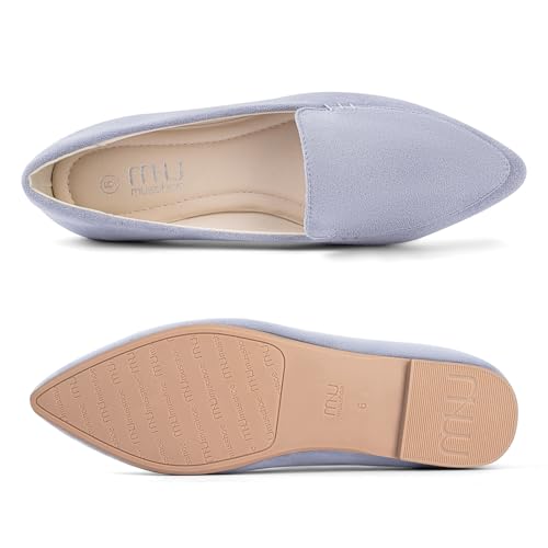 Image of MUSSHOE Pointed Toe Flats for Women, Comfortable Business Casual Work Shoes, Slip On Loafers with Arch Support, Office Walking Flats for All Day Standing