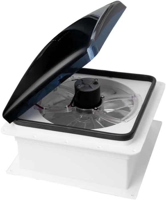 RV Roof Vent Fan, 12V DC 14" Super Quiet Reliable Manual RV Roof Fan, 3-Speed, Reversible Without LED