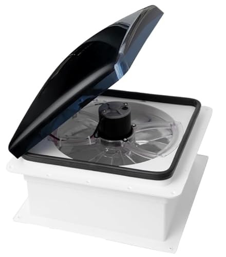 OUTPRIZE RV Roof Vent Fan, 12V DC 14" Super Quiet Reliable Manual RV Roof Fan, 3-Speed, Reversible