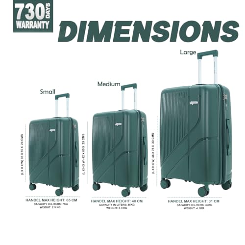 Image of AMERICAN TRAVELLER Poineer Trolley Bags | 8 Disc Wheels | Large Polypropylene Hardshell, Expandable, 8 Disc Wheels, TSA Type Lock