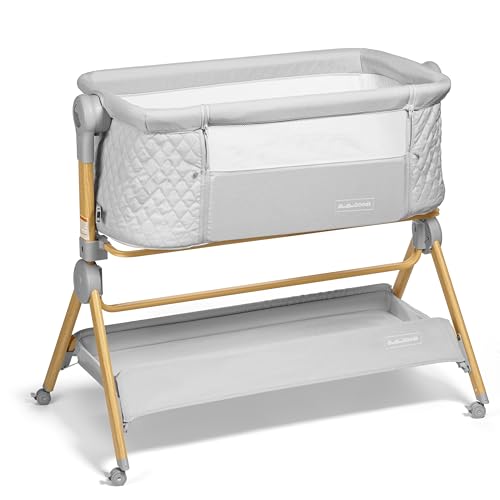 Image of 3 in 1 Baby Bassinet with Wheels, Portable Bedside Sleeper for Baby 3 Adjustable Heights & Foam Mattress, Bedside Crib for Newborns & Infants with Storage Basket, Carry Bag Included