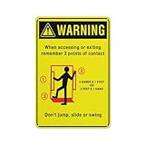 Segnale di avvertimento quando si accede o si esce ricordare 3 punti di contatto, 30,5 x 20,3 cm, segnaletica riflettente in alluminio con simbolo per uso interno ed esterno