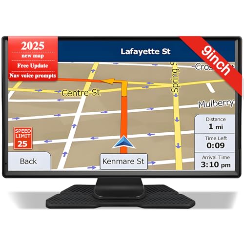 Sat Nav for Car/Truck/HGV - 9 Inch GPS Navigation UK 2025 with Lifetime Free Maps Updates, Real Voice Guidance, Speed Camera Alerts, Postcode Search & Lane Assist (9 Inch)