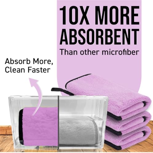 Image of Btag Microfiber Cleaning Cloth, 40x40 cms 600 GSM | Highly Absorbent,Lint and Streak Free, Multi-Purpose Wash Cloth for Kitchen,Car,Window,Stainless Steel,Silverwear(Lavender 40x40cms) Pack of 2