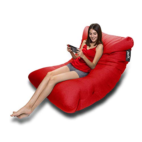 Catálogo de Puffs los mejores 10. 43 Sillón Gamer. Diseño Ergonómico. Ideal para Interiores. Relleno de Perlas de Unicel Tela Tipo Mezclilla. Medidas 30 cm x 100 cm x 150 cm. Color Rojo.