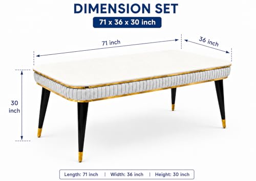 Image of WOODEN SPACE 6-Seater Wooden Dining Table Set | Nano Composite Marble Top | Solid Wood Base | Modern Dining Room Furniture with 6 Chairs (Light Grey Modern Zyro)