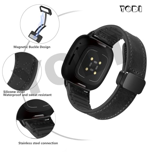 Image of YODI Watch Band Compatible with Fitbit Versa 4 / Fit bit Versa 3 / Fitbit Sense /Sense 2 Band, Soft Replacement Silicone Wristband for Women Flexible Waterproof Sport Watch Strap for Men Large