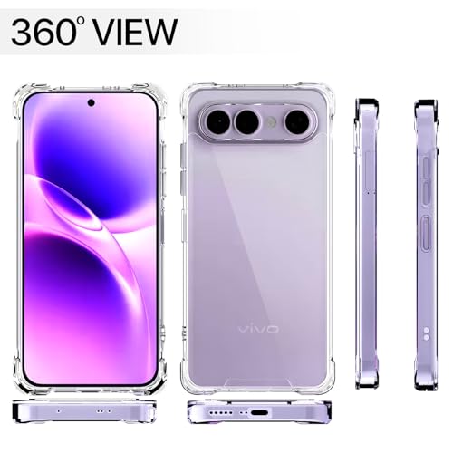 Image of Outlouders Back Cover for Vivo X300 FE 5G Clear Transparent PC + TPU Bumper Case with Raised Edges for Shockproof Protection (Transparent)
