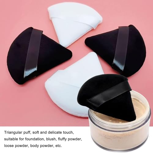 Image of Makeup Sponge and Triangle Powder Puff Combo Set - Beauty Blender for Liquid Foundation & Concealer with Soft Velvet Face Puffs for Loose Powder Baking & Setting Makeup Kit 8 Pcs