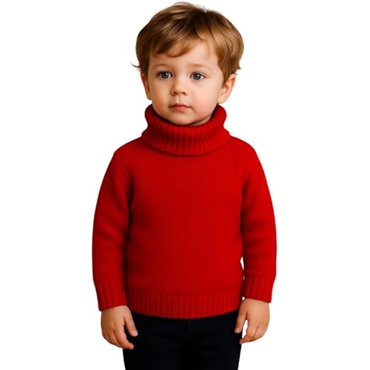 Kids Winter Turtleneck Sweater - Red, Multisize