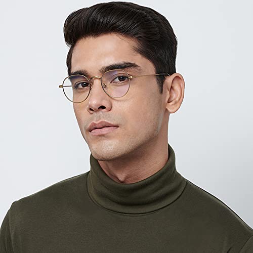 LENSKART BLU | Zero Power Bluecut & Antiglare Computer Eyeglasses | Gold Full Rim Round | For Men & Women | Small | LB E14131 - Image 6