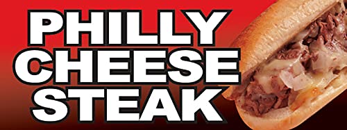 4 Less Co 18x48 Inch Philly CHEESESTEAK Vinyl Banner Sign rb
