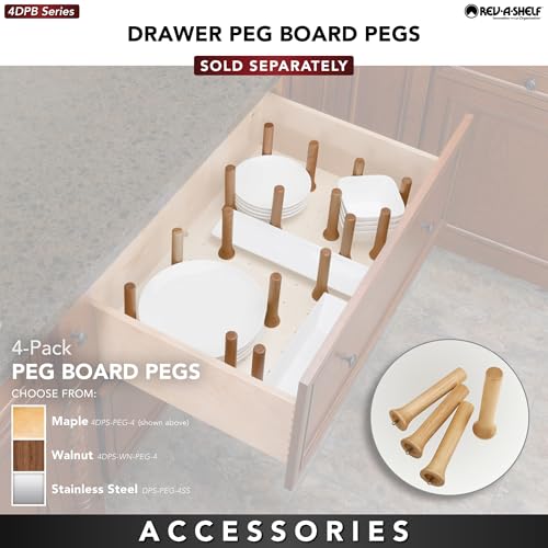 Image of Rev-A-Shelf Pegboard Drawer Divider Organizer, Trim to Custom Fit Wooden Kitchen Cabinet Storage Utensil, Pots & Dish Rack, 39 inch x 21 inch, 4DPS-3921