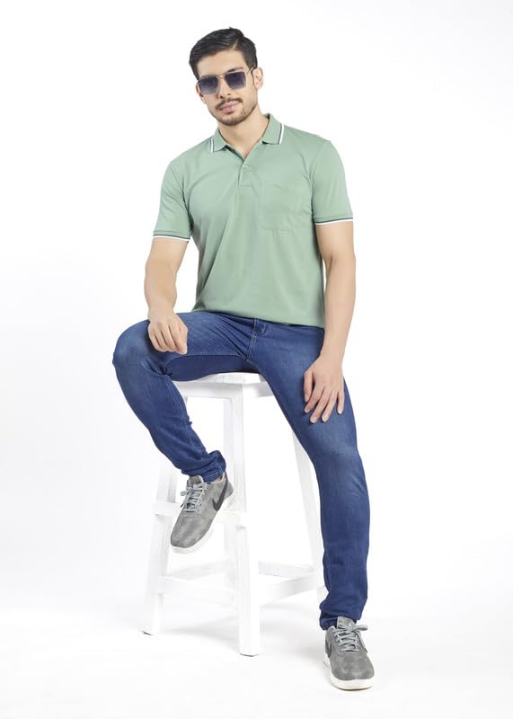 Image of Pro Riders Urban Men's Cotton Rich Polo T-Shirt with Pocket |Regular Fit| Office