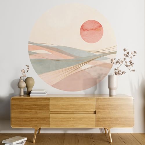 Papier peint rond paysage boho Lumalea en papier robuste 170gr lessivable au fini impeccable - 4