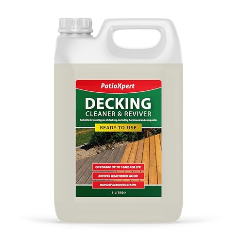 PatioXpert - Decking Cleaner & Reviver 5L - Powerful Algae & Mould Remover for Wooden & Composite Decks - Removes Dirt & Grease - For Oils & Stains