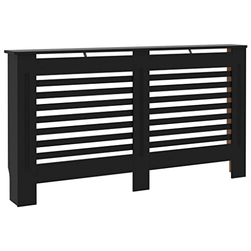 vidaXL Cubierta para Radiador, Armario de Pared para Calentador, Estante para Libros Adornos, Mueble Tapa de Calefacción de Salón, MDF Negro