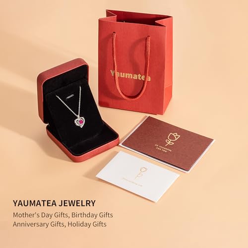 Double-Heart-Necklace-for-Women-Silver-Plated-with-Cubic-Zirconia-12-Birthstone-Colors-Romantic-Jewelry-Gift-for-Wife-Mom-Girlfriend-or-Daughter-Perfect-for-Anniversary-Birthday-Valentines-Day-and-Mot