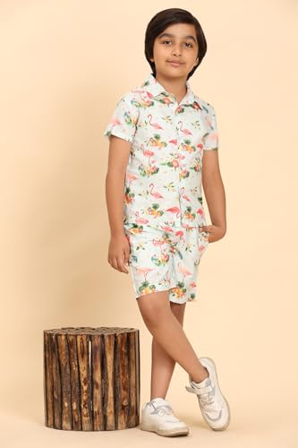 Image of Boys Printed Casual Shirt Short Sleeve Button Down Beach Shirt for Kids
