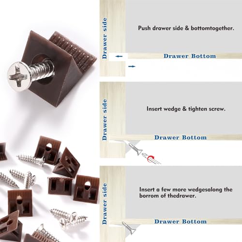 VooGenzek 100 PCS Drawer Bottom Sagging Repair Mending Wedges, Drawer Base Support Reinforcement - Image 3