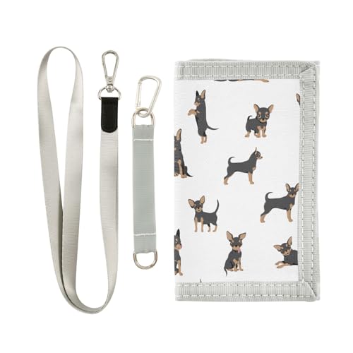 JHKKU Chihuahua Dog Silhouette Trifold Wallets for Kids Boys Girls, Outdoor Sports Wallet for Teen, with Zipper Coin Pocket Novelty Purse