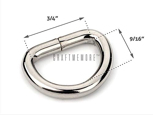 Craftmemore D-Ring Findings 5/8, 3/4 & 1 Inch Metal Non Welded D Rings For Belts Bags Lanyard Leathercraft Avail 4 Colors (3/4" X 20 Pack, Antique Brass) #TOP1