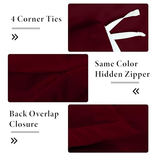Image of ROYALE LINENS Burgundy Duvet Cover Twin Size - 2 Piece Bedding Comforter Covers - Zipper Closure - 1 Twin Duvet Cover 68x90 inches and 1 Pillow Sham - No Comforter Included