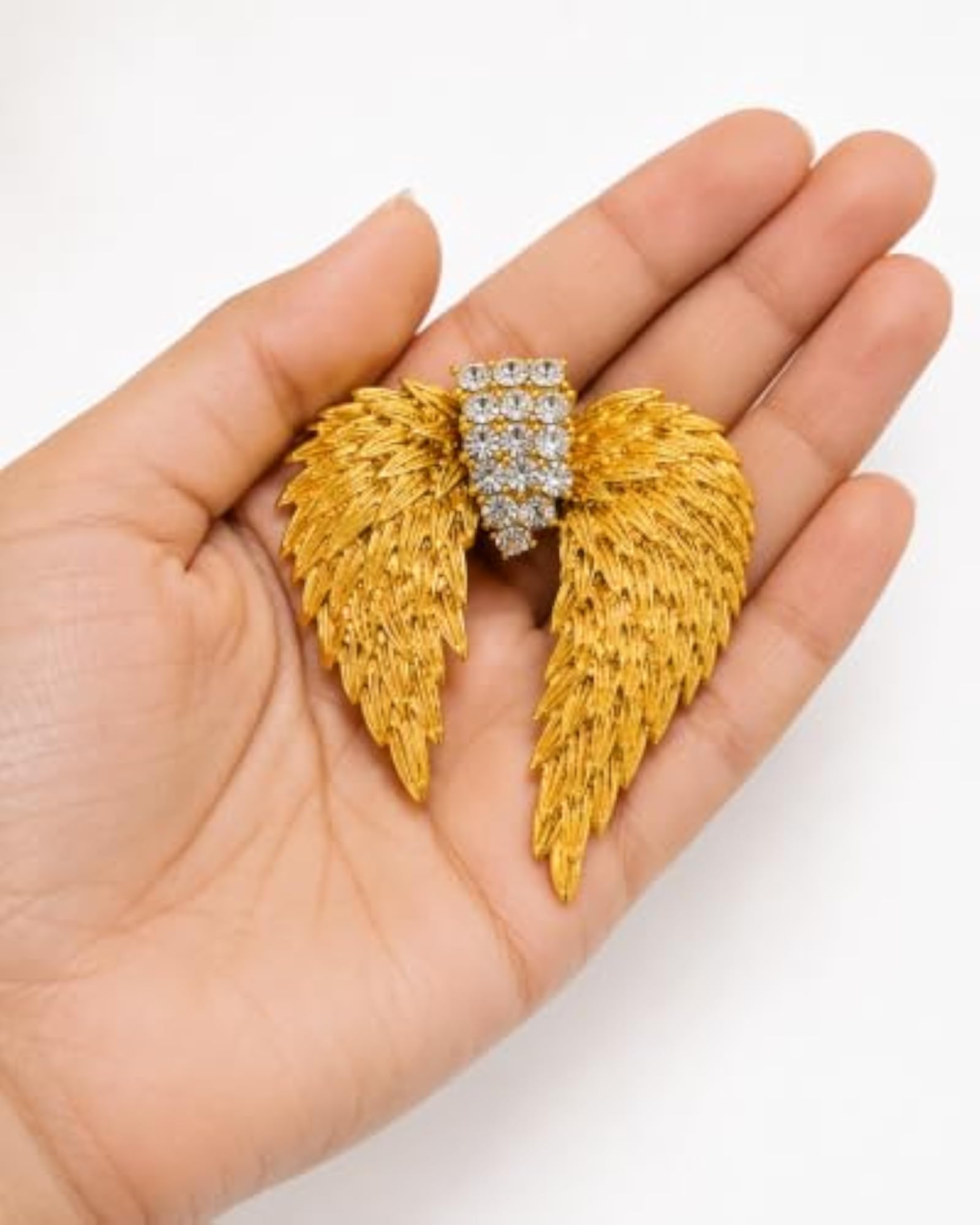 Delightful Living Golden Wing Brooch with Crystal Detailing