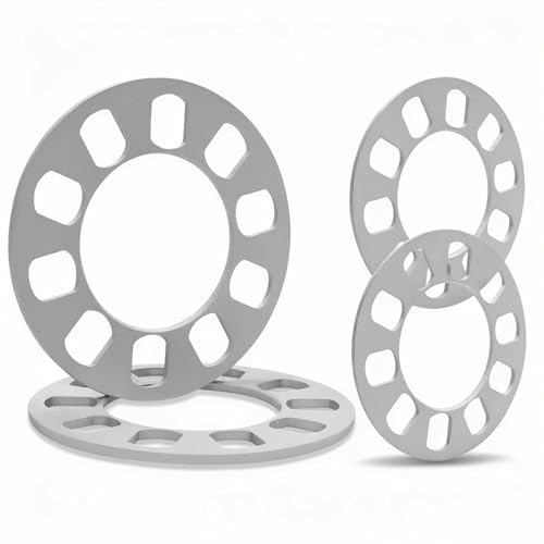 4 Pack Universal Wheel Spacers, 1/5" (5mm) Die Cast Replacement Wheel Spacer for 5 Lugs Wheels/Rims, Fits 100-120mm Multiple Bolts Pattern, 5x100, 5x108, 5x110, 5x112, 5x114.3, 5x115, 5x120