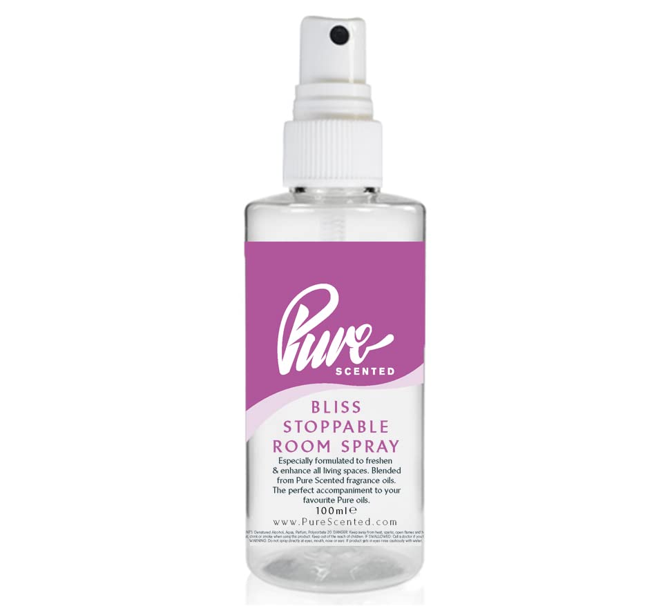 Pure Scented 100ml Room & Fabric Sprays Suitable For Home, Car, Caravan, Work, Gym Bags, Odour Eliminators (1 x 100ml, Bliss Stoppables)