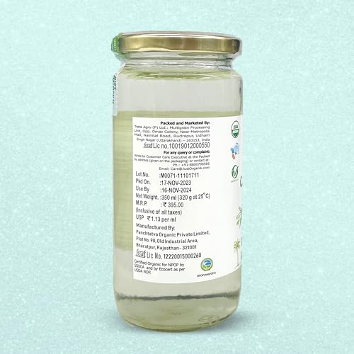 Image of Just Organik Organic Extra Virgin Coconut Oil, 350 ML