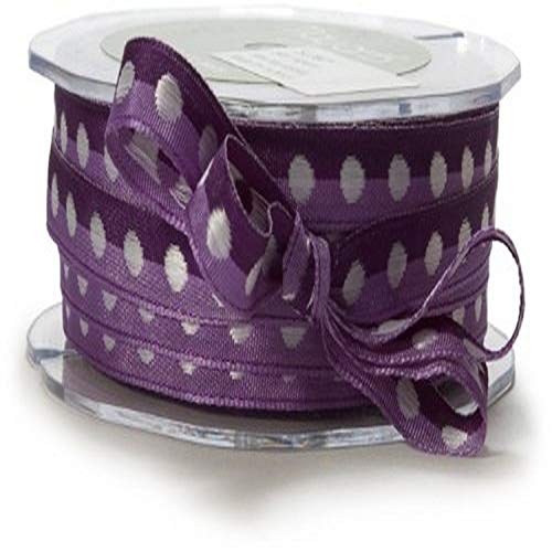 May Arts 3/8-Inch Wide Ribbon, Purple with White Dots