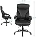 Smugdesk Big and Tall Executive Computer Desk Chair, Ergonomic Swivel Leather Office Chairs Heavy Duty Computer Bonded Leather Adjustable Desk Chair, Black