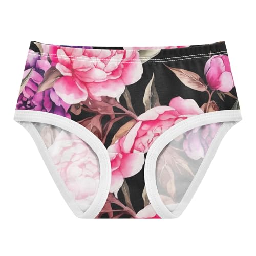 Toddler Girls Underwear 2t Cotton Panties Little Girl Personalized Briefs Kids Undies Watercolor Pink Purple Peonies