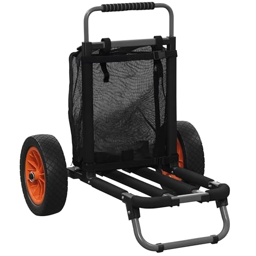SPORTNOW Carro Playa Plegable, Carro Transporte con Grandes Ruedas de 30 cm para Todo Terreno, con Bolsillo de Malla y Mango Telescópica de Aluminio, para Jardín, Campaña, Compra, Carga 150 kg, Gris