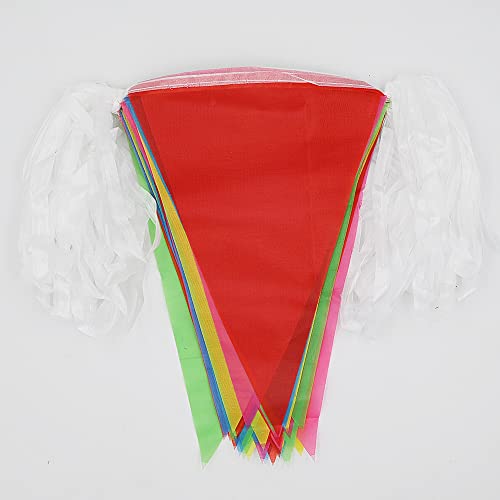 DOJoykey 328ft/100M Bunting Banner, Reusable Nylon Fabric Pennant Bunting with 200pcs Triangle Flags for Mother‘s Day Home Outdoor Garden Birthday Wedding National Day Party Decoration