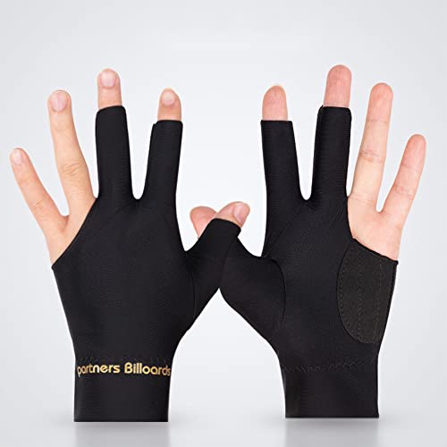 TOPDANCHUANG 2PCS Anti Slip Billiard Glove 3 Fingers Show Gloves Left Hand Snooker Glove Billiard Accessories Fits on Left Hand for Men Women Black - Image 2