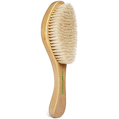 GranNaturals Soft Bristle Hair Brush - Curved Boar Bristle Vintage Style Hairbrush for 360 Waves, Sleek Slick Back Ponytail & Bun, Smoothing, Fades for Women & Men - Wooden Handle Cover