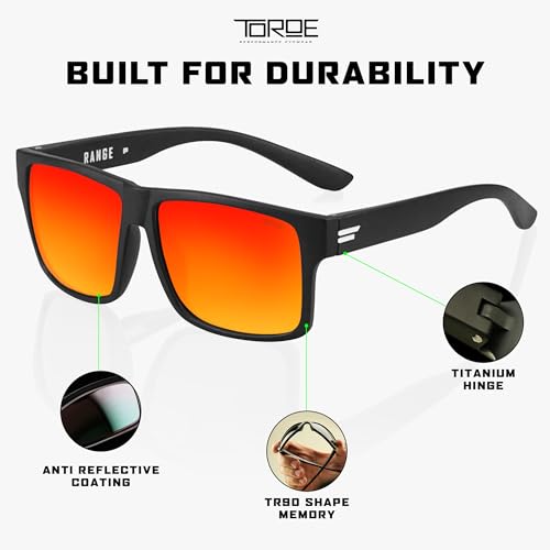 Image of TOROE Classic RANGE TR90 Frame Polarized Unbreakable Sunglasses with Hydrophobic Coated Polycarbonate AR Lenses